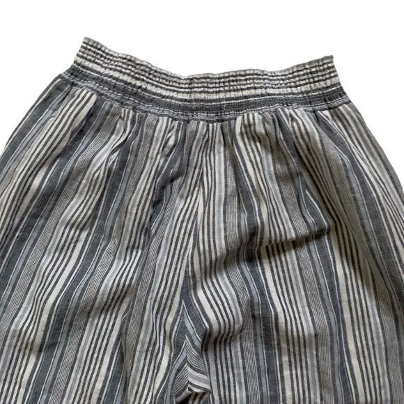 Land N Sea Blue White Linen Blend Strip Crop Wide Leg Nautical Pants Medium - Picture 6 of 8